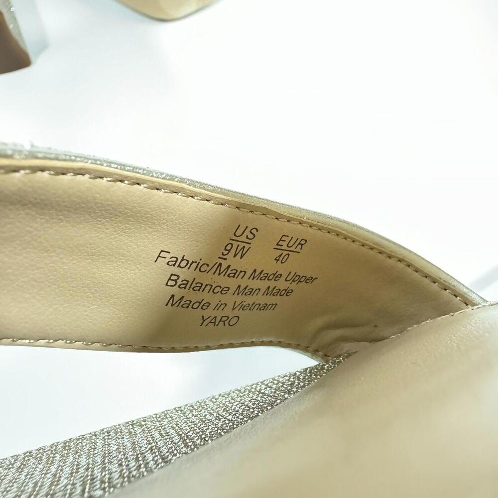 Sam Edelman Women’s Size 9 Wide Light Gold Mesh Yaro Ankle Strap Block Heels - Picture 8 of 9